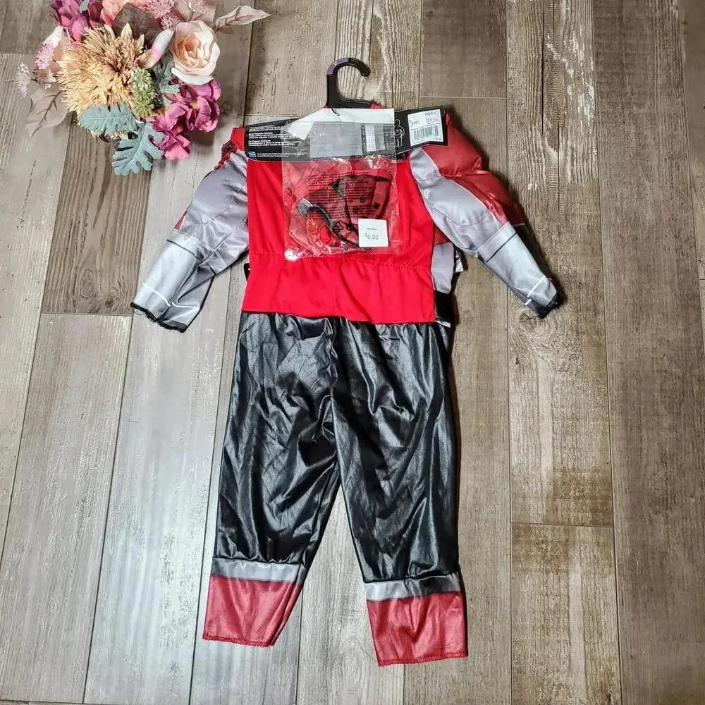 NWT Power Rangers Red Ranger Beast Morphers Halloween Costume 2T With Muscles